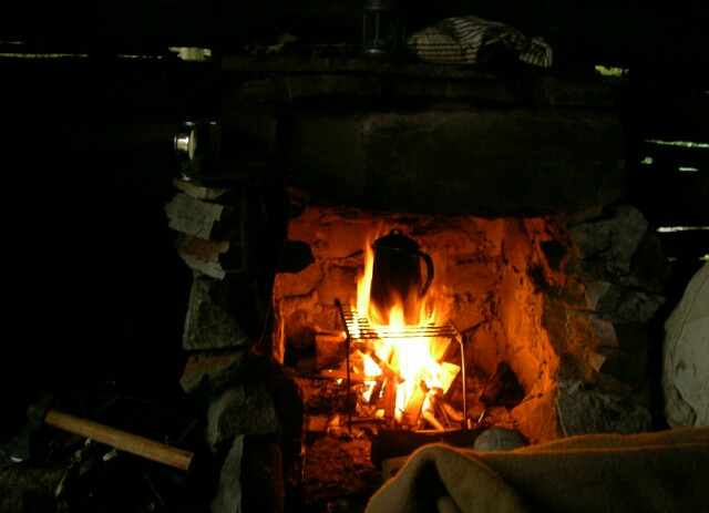 Hunter's cabin fireplace